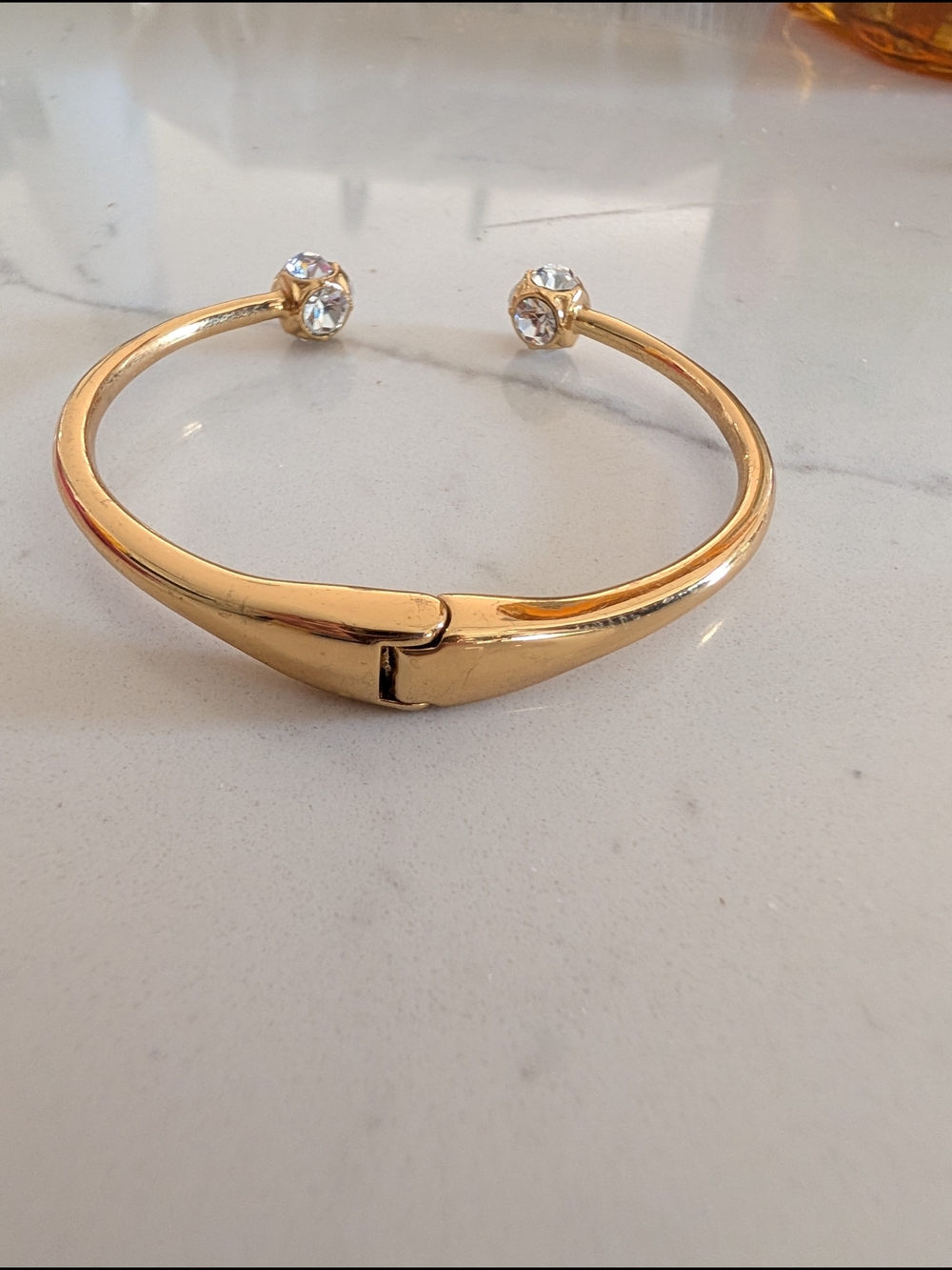 kate spade gold-tone open‎ cuff with crystal endcaps - Picture 3 of 6